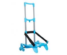 SJ GANG Be Box 3 Ruote - Carrello Trolley Scuola - Carrellino Scuola Portazaino, Blocca Zaino - Azzurro - Bambini e Ragazzi, Taglia Unica