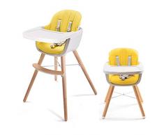 Gbf Seggiolone per Bambini, 3 in 1 Tavolo da Pranzo per Bambini Moderni in Legno massello per Bambini con Cuscino, seggiolone Regolabile per Bambini (Color : Beige)