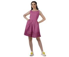 Moomaya Abito Senza Maniche Pouf Collo Barca Mini Abito da Cocktail in Pizzo