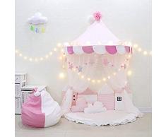 NanXi Principessa Letto a baldacchino per Bambini, Lettino zanzariera Presepe Garza Cortina di Tenda Mezza-Round Dome Angolo Lettura Tenda Room Decor,Rosa