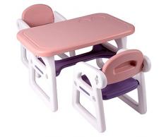 TinyGeeks Set tavolo e due sedie - Atossico e sicuro per i bambini - Tavolo per le attività ed i giochi dei bambini/Homeschooling e DaD - Tavolino bambini plastica, NOVITÀ 2022 - Viola e rosa