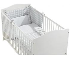 INTERBABY, Set piumone, paracolpi e cuscino per letto grande per bambini, 70 X 140 cm, 3 pz., Grigio (Grau)