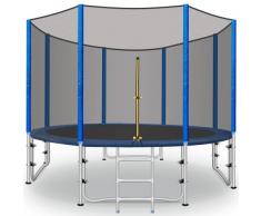 Trampolino da Giardino Φ244cm/305cm/366cm Trampolino Bambini Tappeto Elastico con Rete di Sicurezza Scaletta Copertura Bordi e Accessori