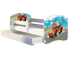 Letto per bambino Cameretta per bambino con materasso Cassetto ACMA II (03 Macchina sportiva, 180x80 + Cassetto)