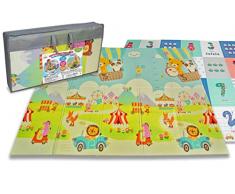 Teorema Giocattoli- Tappeto Gioco Pieghevole per Bambini, 200x150x1 cm, Colore Verde e Azzurro, 67082