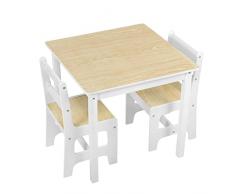 WOLTU SG005 Tavolo e Sedie per Bambini Soggiorno Tavolino con 2 Sgabelli Set Mobili in Legno