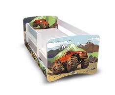 Best For Kids - Lettino per bambini, 90 x 180 cm, con protezione anticaduta e due cassetti, design 44