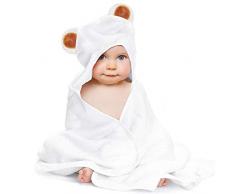 LATTCURE Accappatoio Neonato, Telo da Bagno Asciugamano per Bambini con Cappuccio Animale in Fibra di Bambù 90x90cm 500GSM Accappatoio da Bagno Piscina Adorabile Extra-Morbido Neonati Regal