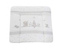 roba Materassino per Fasciatoio Sternenzauber, 3 Bordi Rialzati, Facile da Pulire, Stampato con Elefanti e Stelline, 85 x 75 cm, Bianco