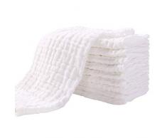 Yoofoss Mussola Neonati, 10-Pezzi Mussola Bambini di 4 Strati 100% Mussola Cotone e Asciugamano Cotone Bambino 30x45cm per Bambini e Mamme