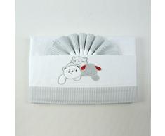 PEKITAS: Parure di lenzuola di flanella per neonati. Set di 3 pezzi per lettino da 60 x 120 cm, 100% cotone, prodotto in Portogallo. Cuna Grigio-Bianco