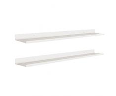 MILUKA Set 2 Mensole da Muro Design Sospesa 110 cm | Mensola da Muro Moderne per Quadri, Cornici e Libri o come Scaffale Soggiorno, Mensole Cameretta, Cucina, Bagno e Ufficio | Scaffale Metallo Bianco