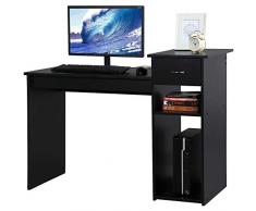 Yaheetech Scrivania Computer Pc con Cassetto Mensola Moderna da Cameretta Ufficio Studio Scrivania Porta pc Nera