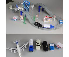 Fajiabao Giocattolo Elettronica Giochi Aeroporto per la Ferrovia con Aereo e Accessori, per Bambini Bambino da 3 Anni, 31 Pezzi