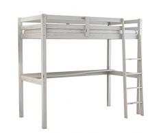 Arredo Stock Letto singolo a soppalco con scrivania inclusa, 90x190x176 cm (Bianco naturale)