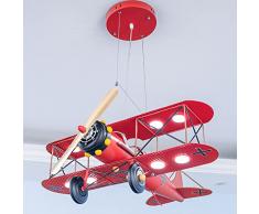 Luce notturna per bambini Aereo Aereo Lampada a sospensione moderna Deco Cartone animato Biplano 8 luci Lampadario Lampadario a LED in metallo blu scuro per parco divertimenti Soggiorno Ragazzi Camera