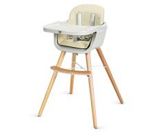 COSTWAY Seggiolone in Legno Altezza Regolabile, Comodo Seggiolone per Bambini, 84 x 60 x 52 cm, Rosa/Beige (Beige)