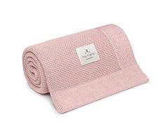 MY MEMI Coperta di bambù per bambini, 80x100 cm, per passeggini, lettino per ragazzi e ragazze, minimalista, tessuti a maglia, CLASSIC, Rosa cipria