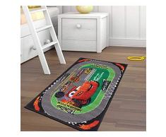 UN AMOUR DE TAPIS - Tappeto Bambino 133X190 cm Rettangolare Cars Racing Grigio Camera Adatta Al Riscaldamento A Pavimento