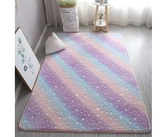 XMwike Tappeto luminoso bagliore al buio colorato arcobaleno stella per bambini antiscivolo camera da letto soggiorno tappeti, 120 x 60 cm