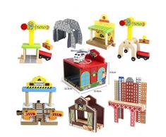 Zantec natale regali, Set Trenino in legno, Accessori Gioco, Accessori di pista di Legno di fai da te Accessori di pista di ferrovia del treno Adatto per Thomas Giocattoli educativi