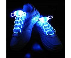 Bluelover Luce di Marcia Notte LED Lacci delle Scarpe A Sicurezza Shoestring Shoelace Luminoso Multicolor-Blu