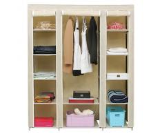 Songmics Armadio Cabina Guardaroba Appendiabiti In Acciaio Tessuto Beige 180 x 150 x 45cm LSF03M