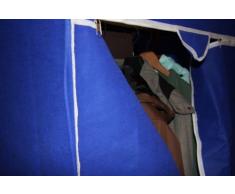 Guardaroba in tessuto, singolo, con binario appendiabiti, per arredo stanza bambini, colore: blu