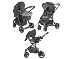 Chicco Duo Passeggino Urban Plus da 0 Mesi a 15 kg, Portata Max 18kg, Seggiolino Auto Fix Gruppo 0+ Incluso, Navicella Semirigida, Seduta Reversibile, Chiusura Compatta, Cestello Porta Oggetti, Grigio