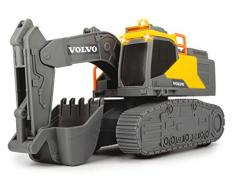 Dickie Toys QDKT062056 Volvo - Escavatrice per catena, escavatore, giocattolo, sabbiera, cantiere, pala, luce e suono, batterie incluse, colore: Giallo/Grigio