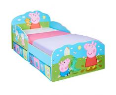 Marvel HelloHome Peppa Pig - Letto per bambini in legno con contenitori sottoletto - Colore rosa, 142 x 77 x 63 cm