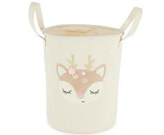 Bieco Cestino Portabiancheria Bambini Deer Ella | Cesto Grande per Bambini in Cotone e Idrorepellente | Cesto Portabiancheria Bambini Cesta Giochi Bambini Cesta Porta Giochi Cesto Portagiochi Bambini