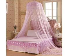 Bodhi2000® Zanzariera rotonda con pizzo in stile principessa, a cupola, effetto letto a baldacchino, viola