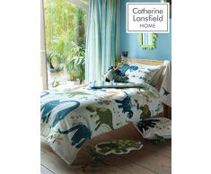 Catherine Lansfield Kids - Coperta per letto dei bambini, motivo: dinosauri, mehrfarbig, Singolo trapunta