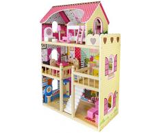 Leomark Casa Delle Bambole Sogno Mansion In Legno Mobili e Accessori Residence 4 Bambole Appartamento Mansion Dolls House Pieghevole 3 Piani