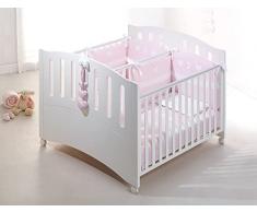 ZStyle Lettino culla bambini gemelli in legno letto azzurra design infanzia neonato (Bianco)