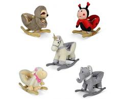 Infantastic® Animale a Dondolo - in Peluche e Legno, Effetti Sonori, con Schienale e Braccioli, Cintura di Sicurezza, Animale a Scelta, per Bambini di 1 Anno - Peluche a Dondolo, Sdraietta Cavalcabile