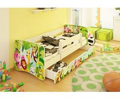 Best For Kids Lettino 80 x 160 cm con protezione anticaduta + cassetto 44 motivi (Animals)
