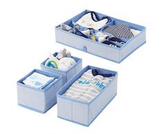 mDesign Set da 4 Contenitori per la cameretta dei bambini in polipropilene – Contenitore portagiochi e organizer armadio – Scatole portaoggetti bimbo, cosmetici, medicine e molto altro – blu