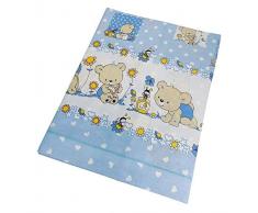 CasaDolceCasa Completo lenzuola lettino sbarre, per bebè, orsetti Pezzoli (Azzurro)