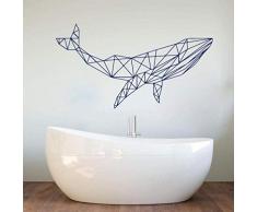Adesivi Murali Cartone Animato Poligonale Geometrica Balena Adesivo Murale Baby Nursery Bagno Grande Geometrico Animale Balena Mare Mare Decalcomania Da Muro Vinile 85X46 Cm