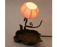 Lampada a Sfera In Carta Di Riso o Gelso Lavorata a Mano In Legno Intagliato in Arte Deco Con Motivo Ramoscello Di Foglie Art Nouveau o Lanterna Piccola Abat-Jour In Legno Intarsiato Marrone In Stile Orientale Per Camera Da Letto Rustica