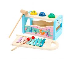 HOMCENT Banco delle Palline con Xilofono, Gioco Martello con xilofono Giocattolo Musicale Multifunzionale per Bambini da 1 a 3 Anni