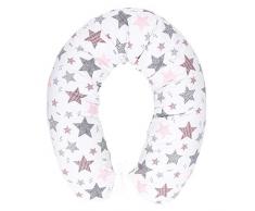 Cuscino per allattamento con imbottitura, per neonati e donne incinte, per dormire su un fianco, in cotone, con federa da 170 cm, motivo: stelle cadenti, rosa