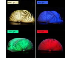 lampade libro USB ricaricabile pieghevole in legno magnetico LED Light del libro di lamp - 4 colori mutevoli scrivania lampada da tavolo