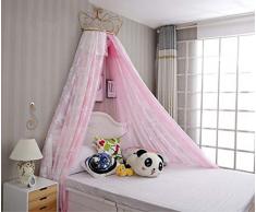 KID LOVE Corona Cupola Zanzariera,Ragazze Principessa Letto Canopy Bambini Giocare Casa Principessa Tenda-d Full