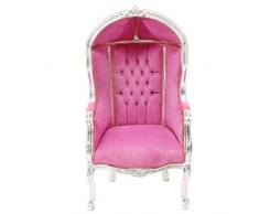 Casa Padrino Baroque Kids Throne Poltrona Pink/Silver - Poltrona Balloon Mobili barocchi