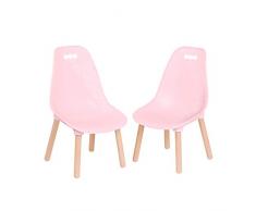 B. spaces - set di 2 sedie per bambini rosa con gambe in legno - mobili in legno per bambini, stabili, eleganti con gambe in legno e senza PVC - 3 anni+