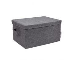 Bigso Box of Sweden Scatola organizer grande con maniglia – Scatola per armadio in poliestere e cartone con effetto lino – Scatola portaoggetti per vestiti, giocattoli e altri oggetti – grigio