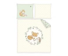 Herding Biancheria da letto culla amici della foresta volpe, federa 35 x 40 cm con fodera hotel, copripiumino 80 x 80 cm con fodera hotel, 100% cotone, Renforcé